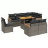 vidaXL 9 r&eacute;szes sz&uuml;rke polyrattan kerti &uuml;lőgarnit&uacute;ra p&aacute;rn&aacute;kkal
