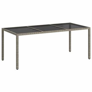 vidaXL sz&uuml;rke polyrattan &eacute;s edzett &uuml;veg kerti asztal 190 x 90 x 75 cm