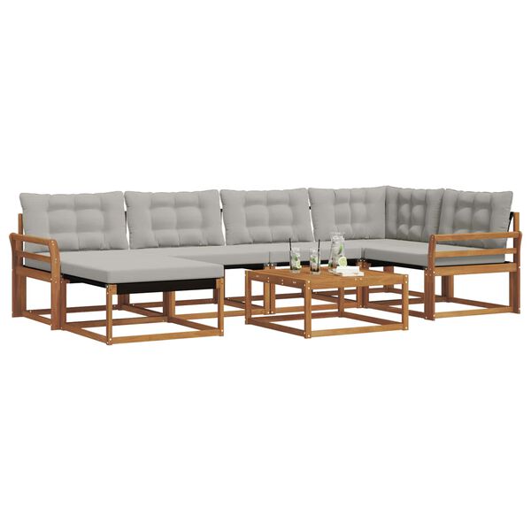 vidaXL K&uuml;lt&eacute;ri kanap&eacute; szett 7 pcs Term&eacute;szetes &eacute;s Vil&aacute;gossz&uuml;rke