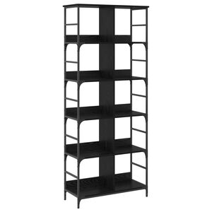 vidaXL K&ouml;nyvespolc 4 szintes 78,5 x 33 x 188,5 cm f&eacute;m PB Fekete t&ouml;lgy