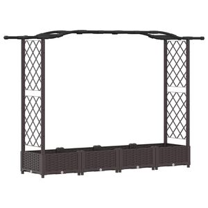vidaXL Magas&iacute;tott &Aacute;gy Trellis-szel &eacute;s Tetővel Barna 207 x 40 x 126 cm