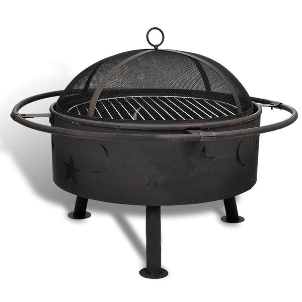 vidaXL Tűzm&eacute;ret Hold Fekete 82 x 82 x 64 cm Ac&eacute;l