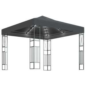 vidaXL antracitsz&uuml;rke sz&ouml;vet pavilon LED f&eacute;nyf&uuml;z&eacute;rrel 3 x 3 m