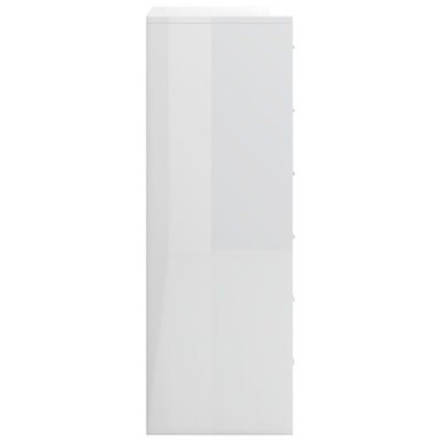 vidaXL 6-fiókos magasfényű fehér forgácslap tálalószekrény 50x34x96 cm