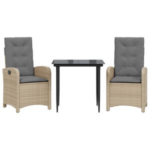 vidaXL 5 r&eacute;szes vegyes b&eacute;zs polyrattan kerti &eacute;tkezőgarnit&uacute;ra p&aacute;rn&aacute;kkal