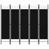 vidaXL fekete 5 paneles parav&aacute;n 200 x 180 cm