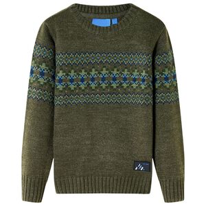 vidaXL Gyerek pul&oacute;ver k&ouml;t&ouml;tt khaki 92