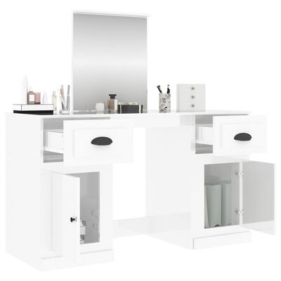 vidaXL magasfényű fehér fésülködőasztal tükörrel 130 x 50 x 132,5 cm