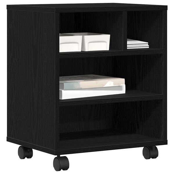 vidaXL Nyomtat&oacute;&aacute;llv&aacute;ny t&aacute;rol&oacute;val Fekete t&ouml;lgy 41 x 32 x 48 cm Faanyag