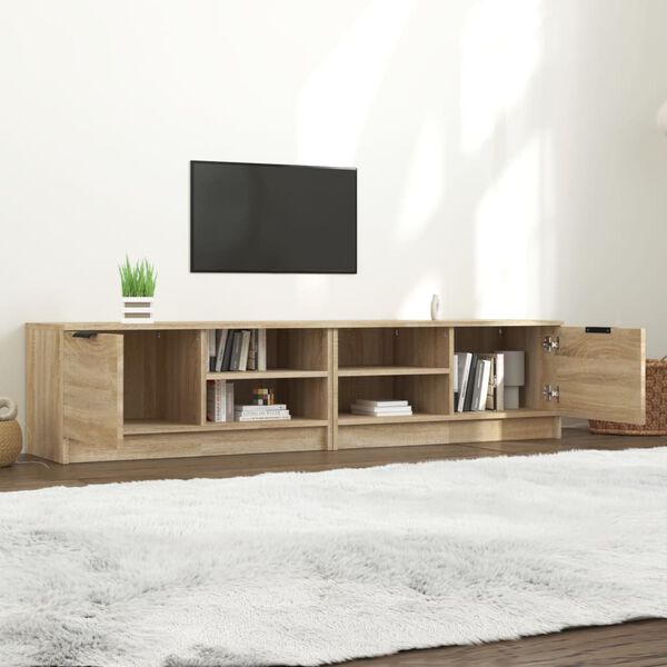 vidaXL 2 db sonoma-tölgy színű szerelt fa TV-szekrény 80x35x36,5 cm