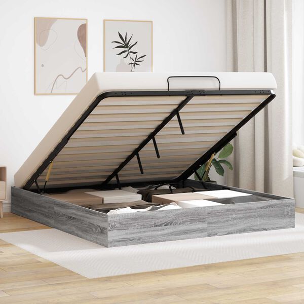 vidaXL Ottom&aacute;n &Aacute;gykeret Sz&uuml;rke Sonoma 193 x 120 x 25 cm Faforg&aacute;cslap