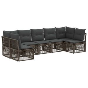 vidaXL Kerti Kanap&eacute; Szett 7 pcs Sz&uuml;rke polirattan