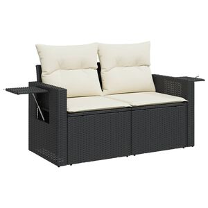 vidaXL 2 szem&eacute;lyes fekete polyrattan kerti kanap&eacute; p&aacute;rn&aacute;val