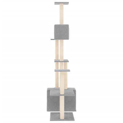 vidaXL világosszürke macskabútor szizál kaparófákkal 180 cm