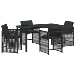 vidaXL Kert &eacute;tkező szett 5 pcs Fekete polirattan