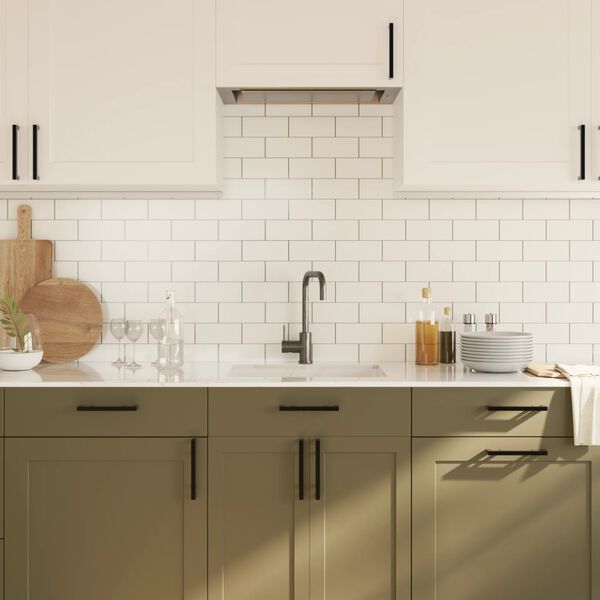 vidaXL 10 db fekete rozsdamentes acél szekrényfogantyú 160 mm