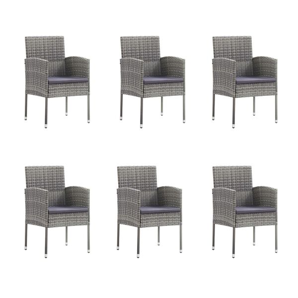 vidaXL 7 r&eacute;szes antracit polyrattan kerti &eacute;tkezőgarnit&uacute;ra p&aacute;rn&aacute;val