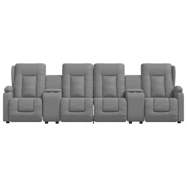 vidaXL 4 személyes szürke műbőr dönthető masszázsfotel pohártartóval