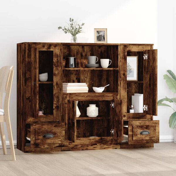 vidaXL 3 db f&uuml;st&ouml;s t&ouml;lgy sz&iacute;nű szerelt fa magasszekr&eacute;ny