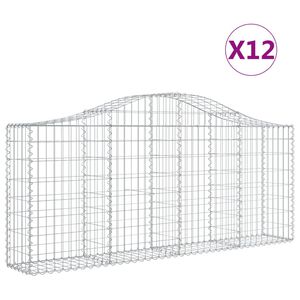 vidaXL 12 db &iacute;ves horganyzott vas gabion kos&aacute;r 200x30x80/100 cm
