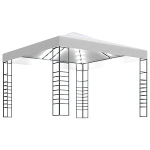 vidaXL feh&eacute;r kerti pavilon LED f&eacute;nyf&uuml;z&eacute;rrel 3 x 3 m