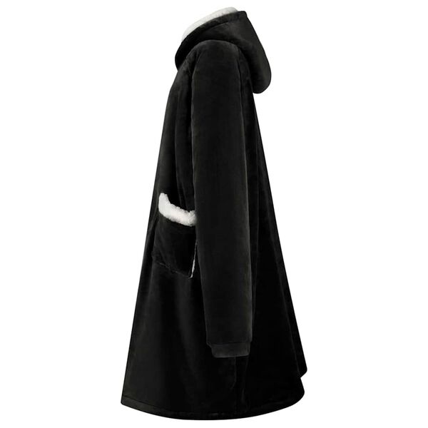 vidaXL Takaró pulóver Fekete s Mikroszálas és Flanel