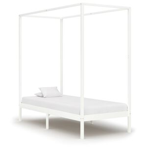 vidaXL feh&eacute;r t&ouml;m&ouml;r fenyőfa baldachinos &aacute;gykeret 100 x 200 cm