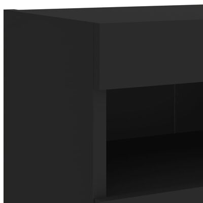 vidaXL 5 darab fekete szerelt fa fali TV-bútor LED-del