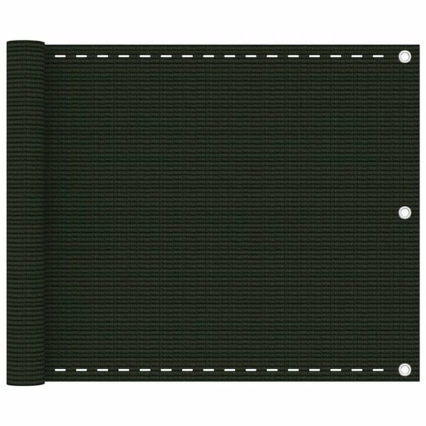 vidaXL sötétzöld HDPE erkélytakaró 75 x 500 cm