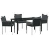 vidaXL Kert &eacute;tkező szett 5 pcs Fekete &eacute;s Sz&uuml;rke PE Rattan
