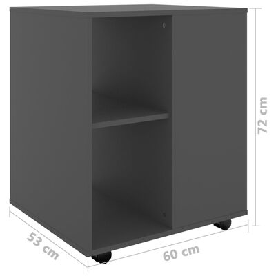 vidaXL szürke forgácslap kerekes szekrény 60 x 53 x 72 cm