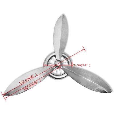 vidaXL Falra rögzíthető propeller dekoráció alumínium ezüst 152 cm