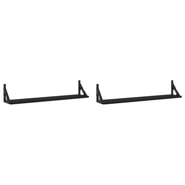 vidaXL 2 db fekete sz&iacute;nű szerelt fa fali polc 80 x 15 x 15,5 cm
