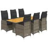 vidaXL 7 r&eacute;szes sz&uuml;rke polyrattan kerti bisztr&oacute;garnit&uacute;ra p&aacute;rn&aacute;kkal