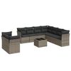 vidaXL 10 r&eacute;szes sz&uuml;rke polyrattan kerti &uuml;lőgarnit&uacute;ra p&aacute;rn&aacute;kkal
