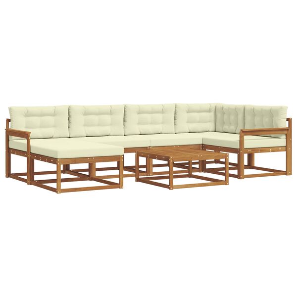 vidaXL K&uuml;lt&eacute;ri kanap&eacute; szett p&aacute;rn&aacute;val 7 pcs Term&eacute;szetes &eacute;s kr&eacute;msz&iacute;nű