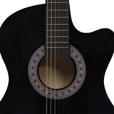 vidaXL 12 részes fekete 6 húros klasszikus western gitár szett 38"