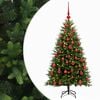 vidaXL Műfenyő g&ouml;mb&ouml;kkel 120 cm 150 LED Meleg feh&eacute;r PVC &eacute;s f&eacute;m Z&ouml;ld