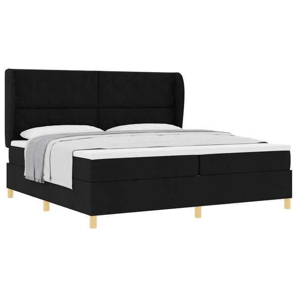 vidaXL Boxspring &aacute;gy matraccal S&ouml;t&eacute;tsz&uuml;rke 90x190 cm Sz&ouml;vet Fekete