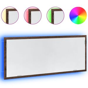 vidaXL barna t&ouml;lgy szerelt fa LED-es f&uuml;rdőszobat&uuml;k&ouml;r 100x8,5x37 cm