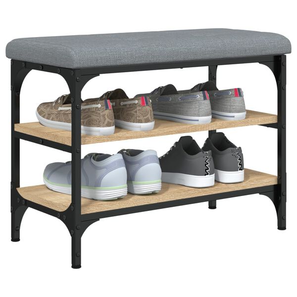 vidaXL sonoma t&ouml;lgy sz&iacute;nű szerelt fa cipőt&aacute;rol&oacute; pad 62 x 32 x 47 cm