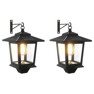 vidaXL Fali L&aacute;mpa 2 db Fekete 19 x 14 x 25 cm Rozsdamentes ac&eacute;l &eacute;s ABS