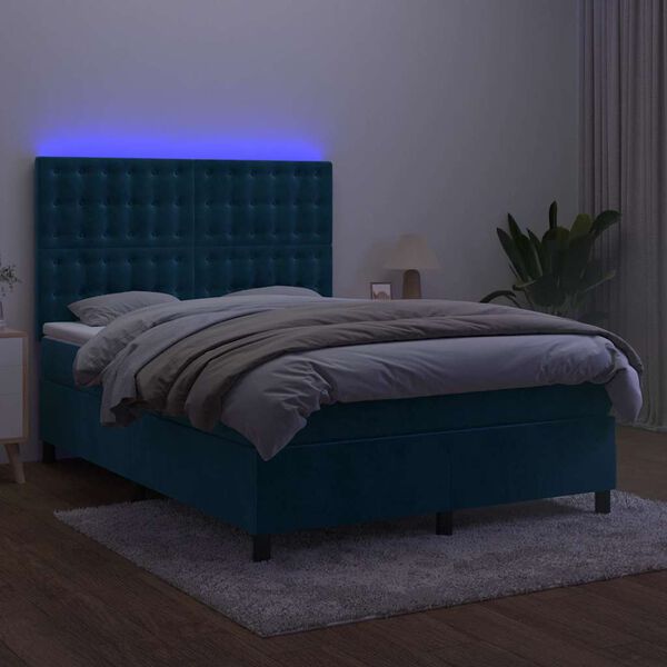 vidaXL s&ouml;t&eacute;tk&eacute;k b&aacute;rsony rug&oacute;s &eacute;s LED-es &aacute;gy matraccal 140x190 cm