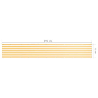 vidaXL fehér-sárga oxford-szövet erkélyparaván 75 x 500 cm