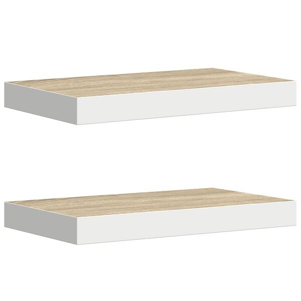 vidaXL 2 db t&ouml;lgysz&iacute;nű &eacute;s feh&eacute;r MDF lebegő fali polc 40 x 23 x 3,8 cm