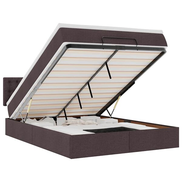 vidaXL Ottom&aacute;n &aacute;gy matraccal & LED-ek S&ouml;t&eacute;tbarna 140x190 cm sz&ouml;vet
