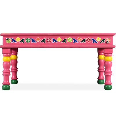 vidaXL rózsaszín, kézzel festett, tömör mangófa dohányzóasztal