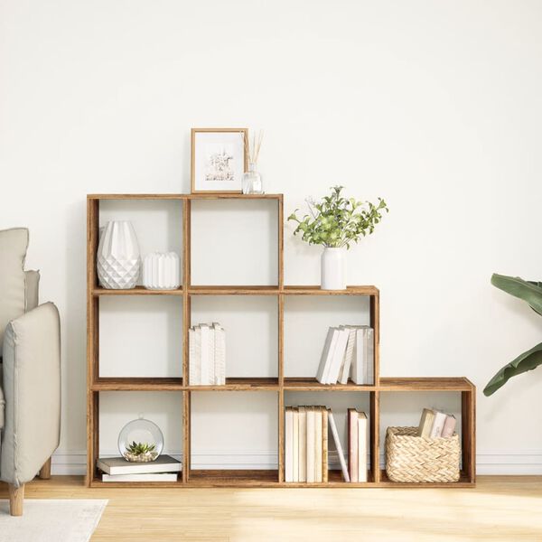 vidaXL 3 szintes antik sz&iacute;nű elv&aacute;laszt&oacute; k&ouml;nyvespolc 137,5x29x103,5 cm