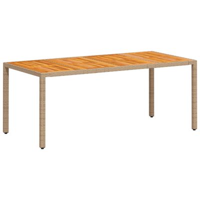vidaXL bézs polyrattan és akácfa kerti asztal 190 x 90 x 75 cm