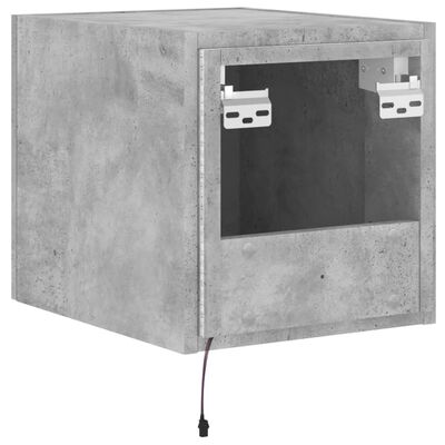 vidaXL betonszürke falra szerelhető TV-szekrény LED-del 30,5x35x30 cm